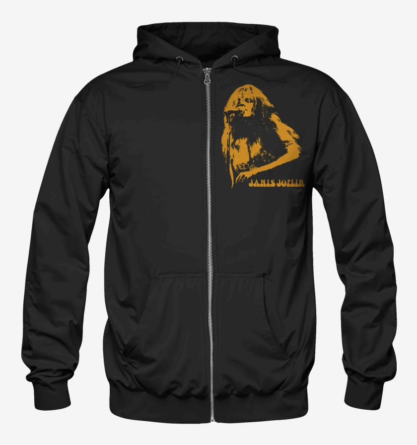 Poleron Canguro con cierre Janis Joplin Cantando