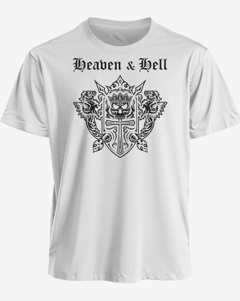 Polera premium Blanco de Heaven & Hell Logo N