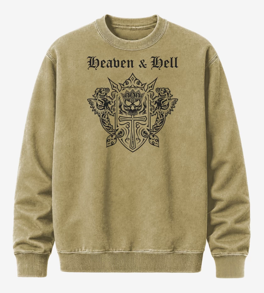 Poleron Polo Acid Wash Beige de Heaven & Hell Logo N