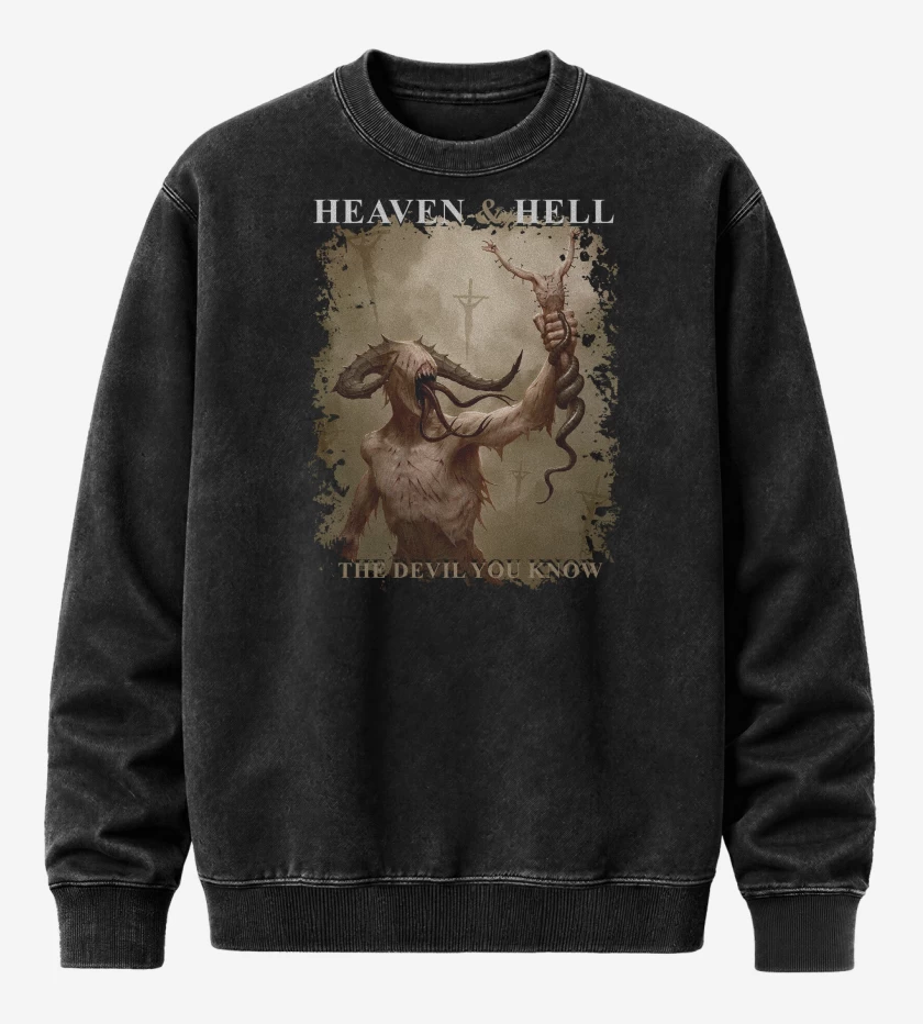 Poleron Polo Acid Wash Negro de Heaven & Hell The Devil You Know