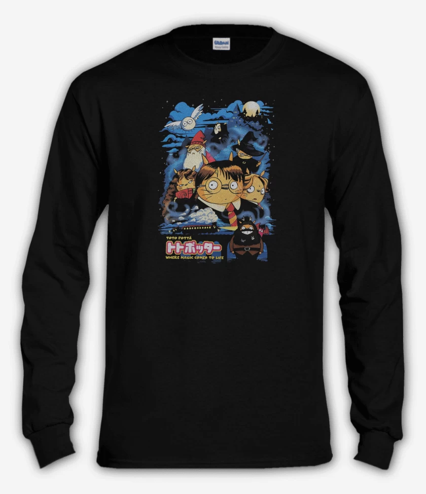 Polera manga larga Negro de Mi Vecino Tototter