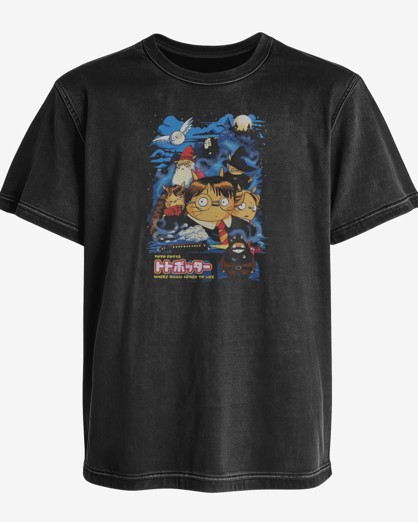 Polera desgastada Negro de Mi Vecino Tototter