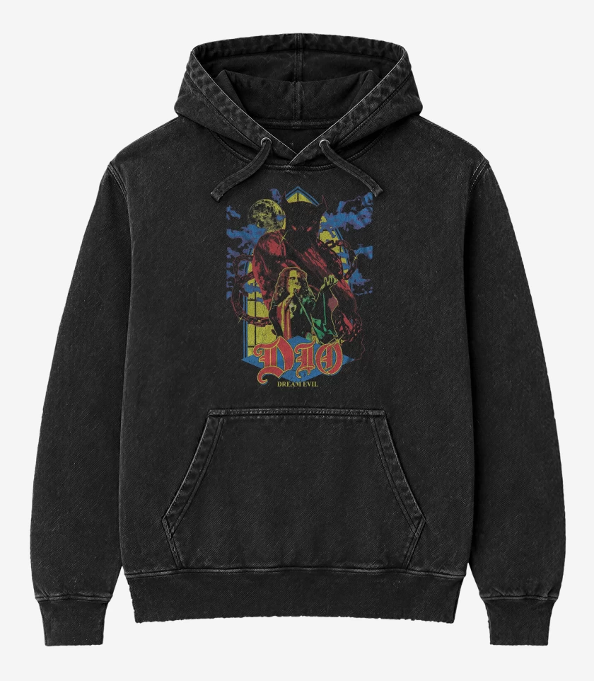 Poleron Canguro Acid Wash Negro de Dio Dream
