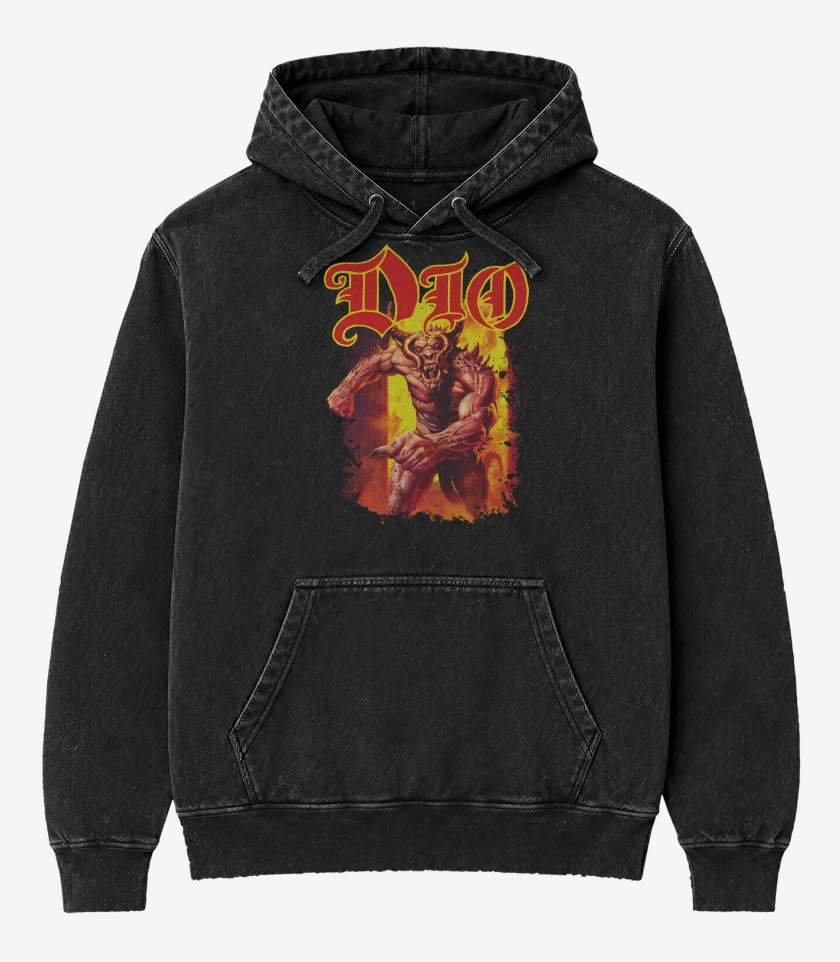 Poleron Canguro Acid Wash Negro de Dio Demon
