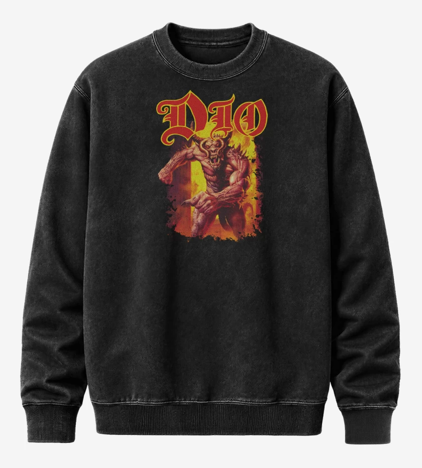 Poleron Polo Acid Wash Negro de Dio Demon