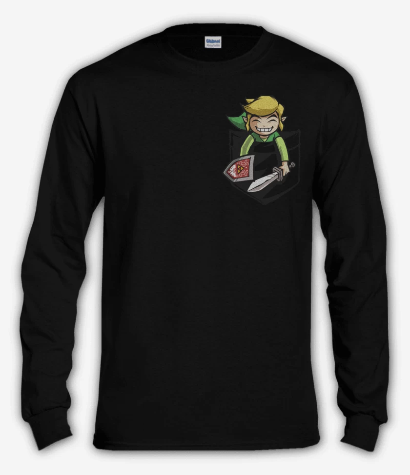 Polera manga larga Negro de Link de bolsillo