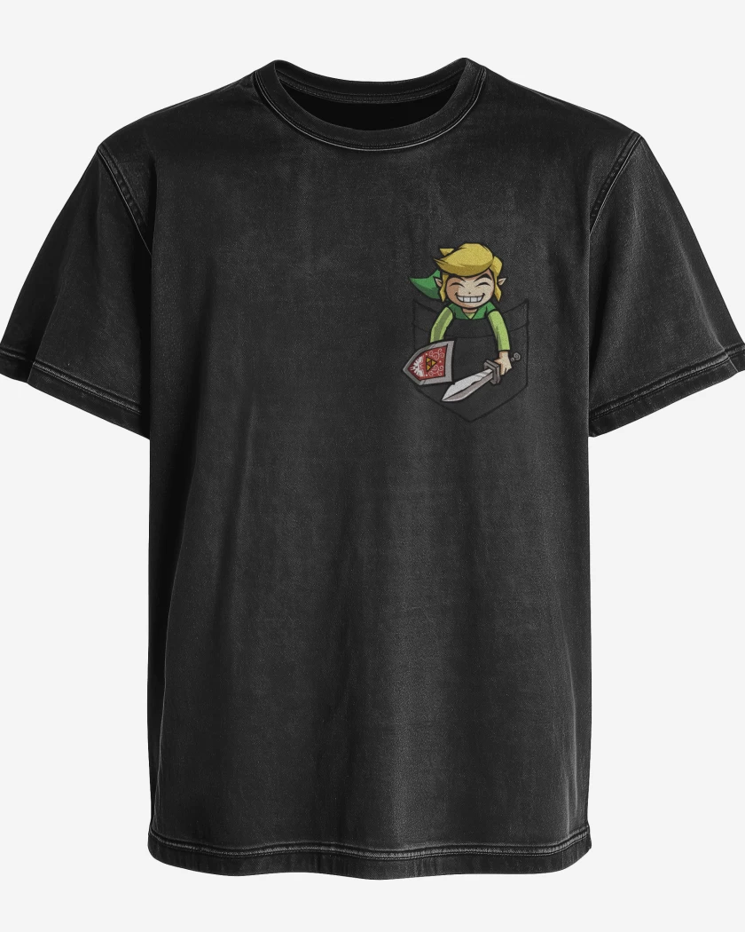 Polera desgastada Negro de Link de bolsillo