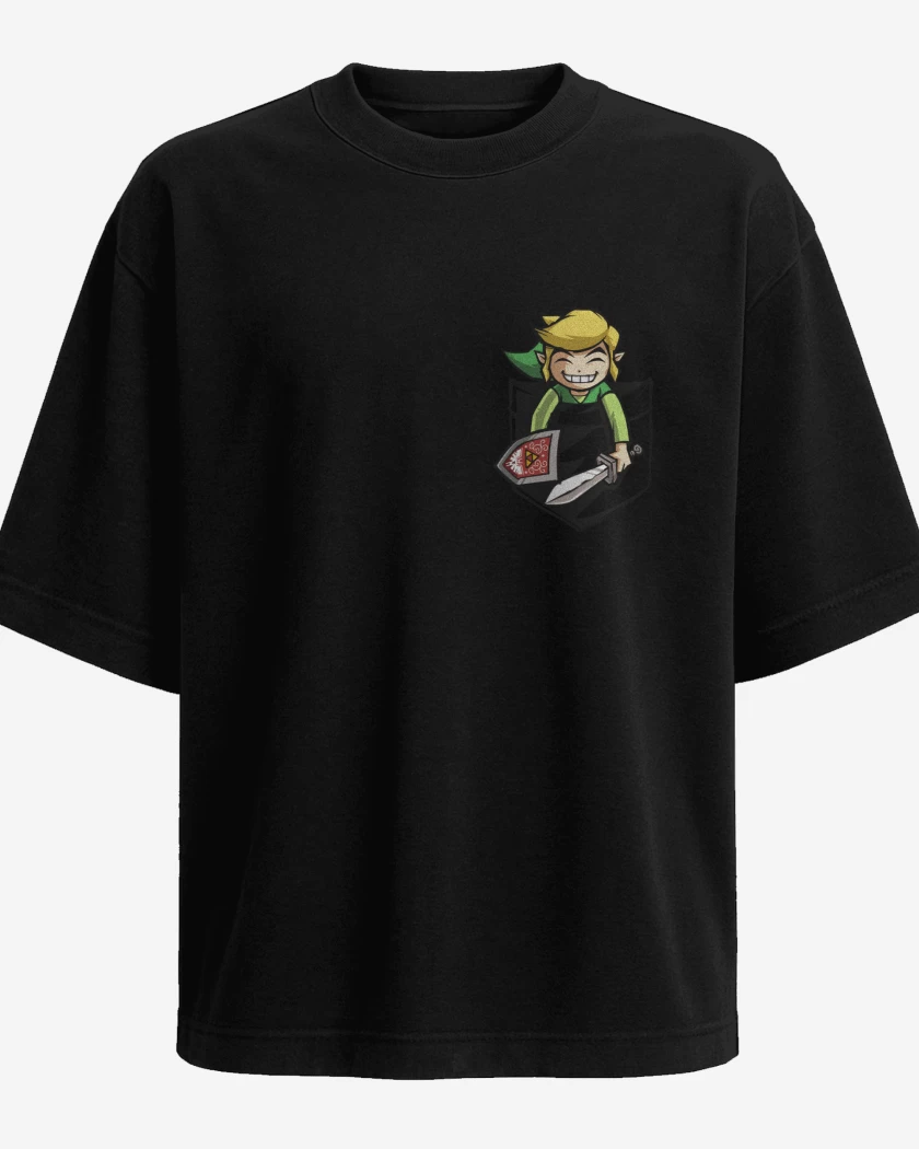 Polera Oversize Negro de Link de bolsillo