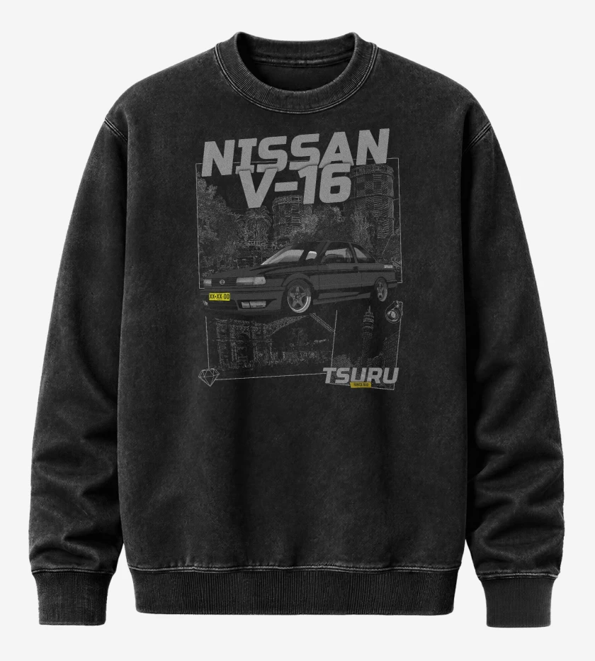 Poleron Polo Acid Wash Negro de Nissan V16