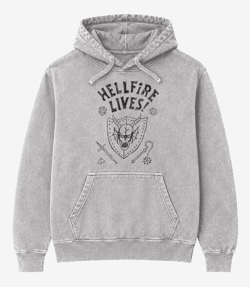 Poleron Canguro Acid Wash Gris Melange de Hellfire Lives N
