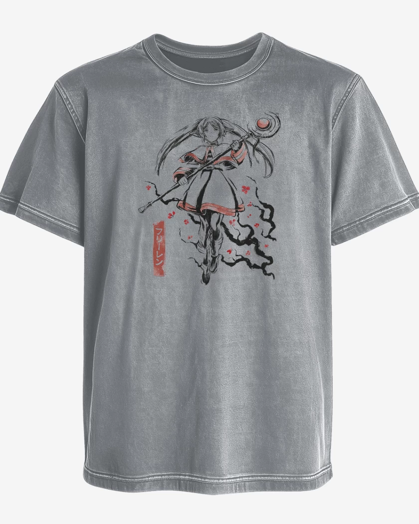 Polera desgastada Gris Melange de Frieren