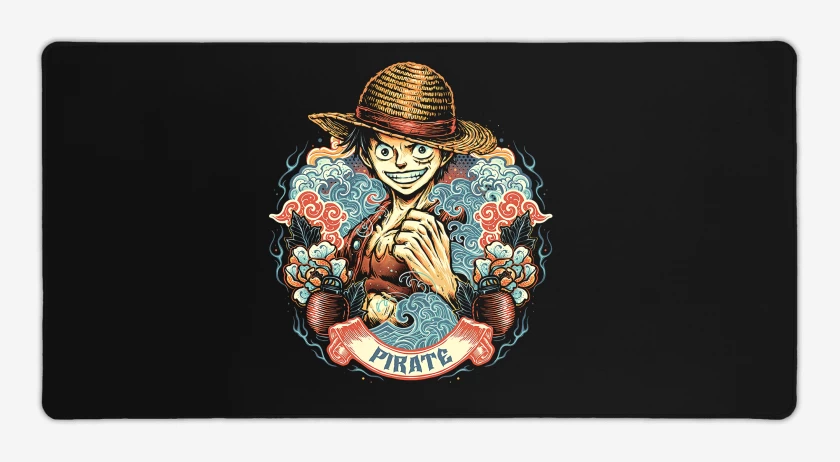 Mouse pad Gamer Negro de Luffy Pirata Legendario