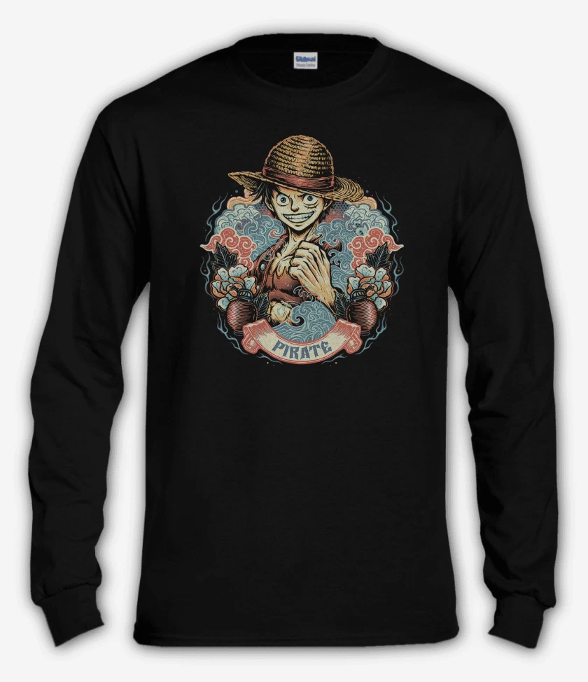 Polera manga larga Negro de Luffy Pirata Legendario