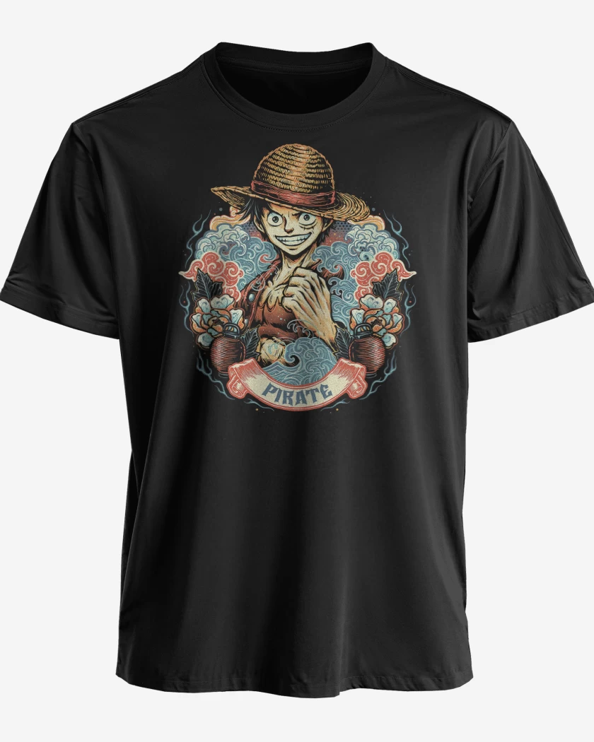 Polera premium Negro de Luffy Pirata Legendario