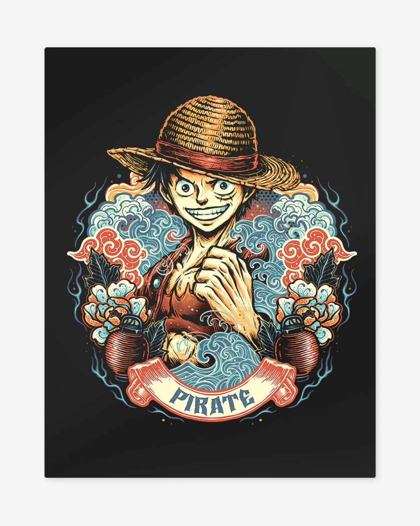 Print metalico Negro de Luffy Pirata Legendario