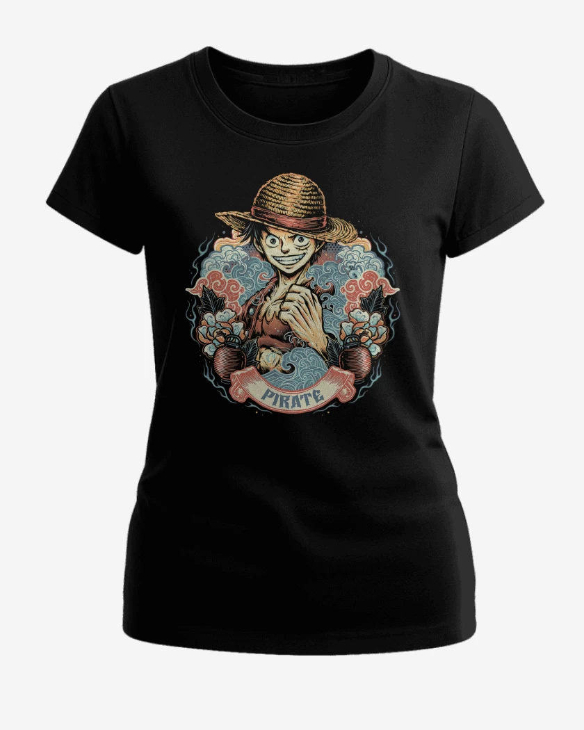 Polera de Mujer Negro de Luffy Pirata Legendario