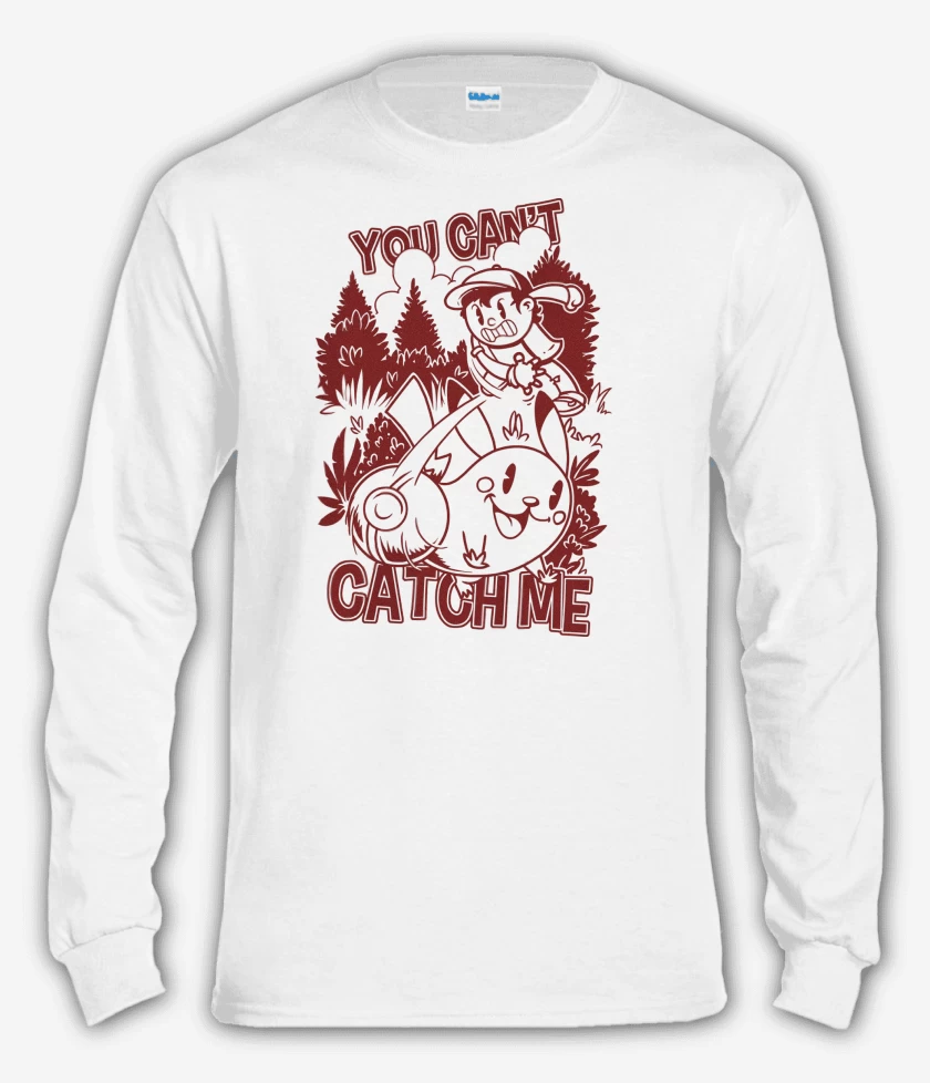 Polera manga larga Blanco de Pokemon No puedes Atraparme
