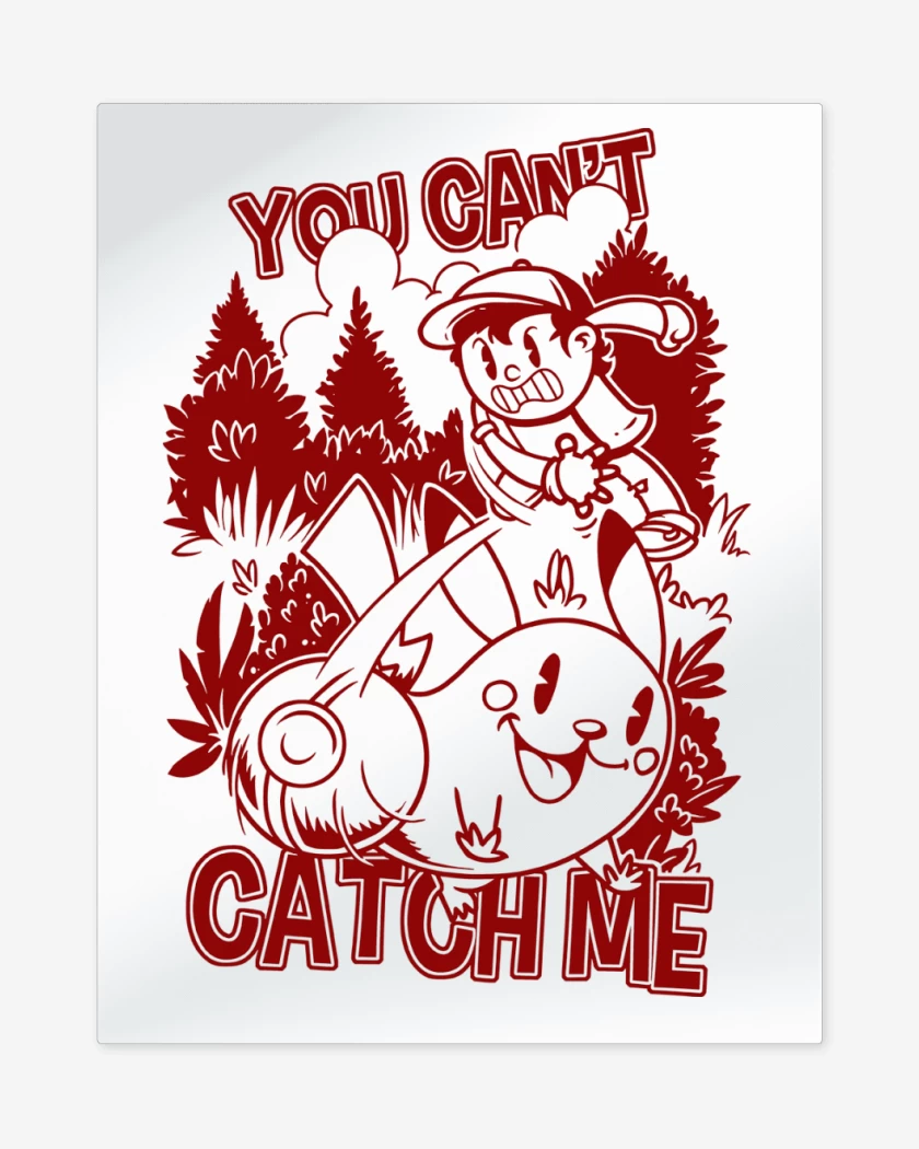 Print metalico Blanco de Pokemon No puedes Atraparme
