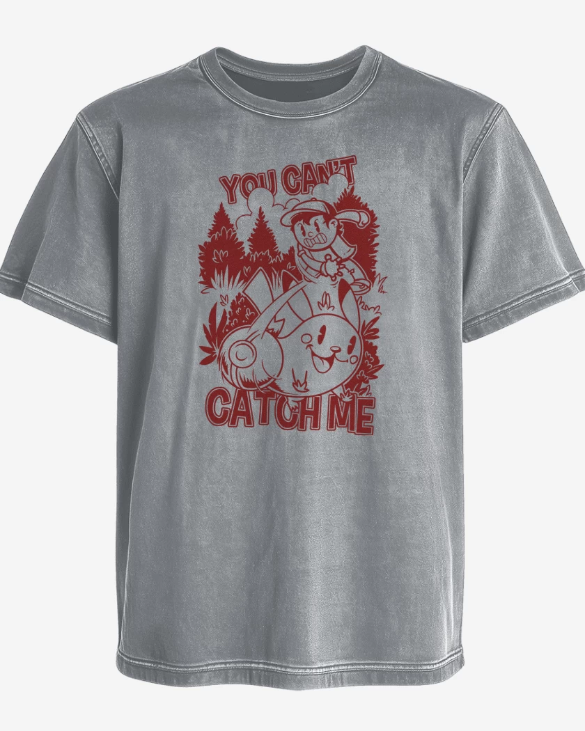 Polera desgastada Gris Melange de Pokemon No puedes Atraparme