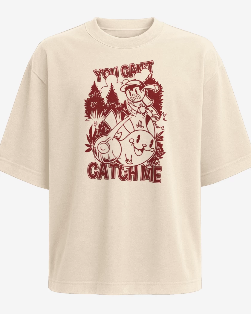 Polera Oversize Beige de Pokemon No puedes Atraparme