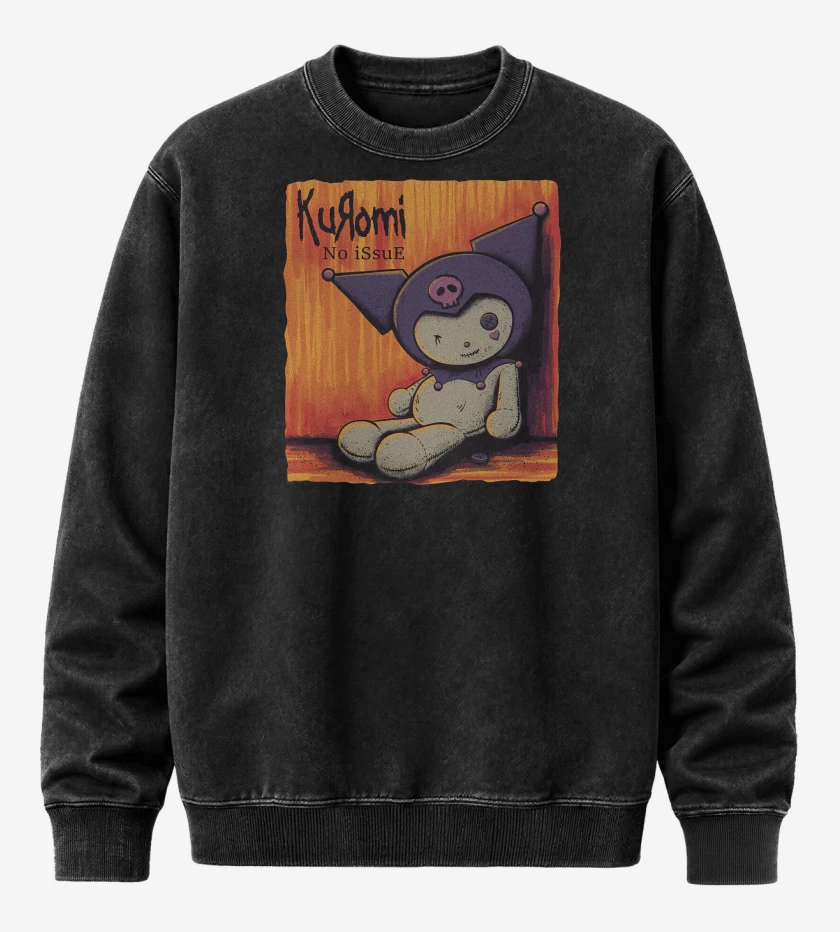Poleron Polo Acid Wash Negro de Kuromi Issue