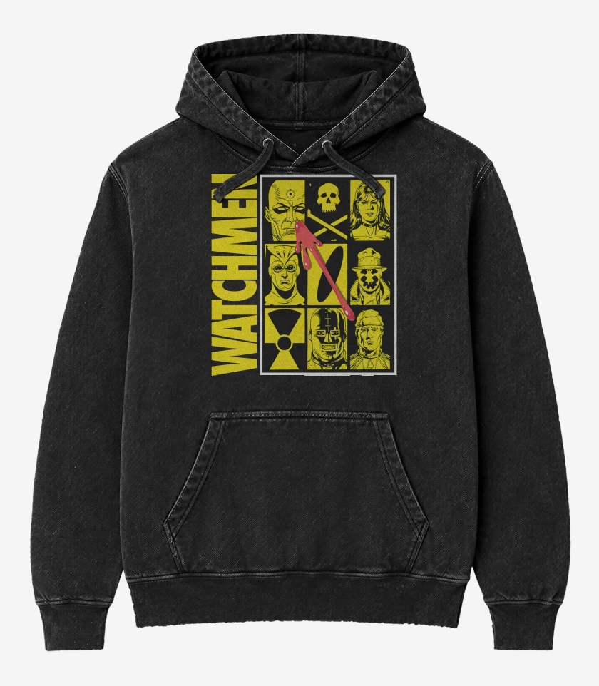 Poleron Canguro Acid Wash Negro de Los Vigilantes