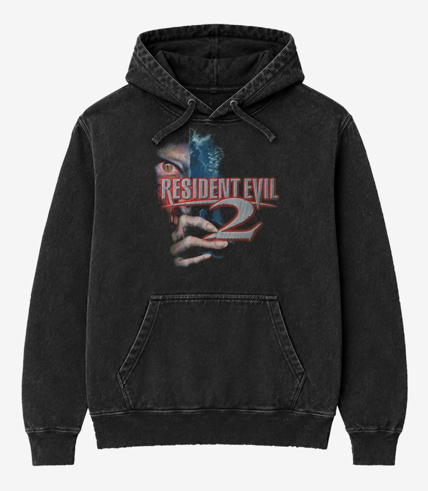 Poleron Canguro Acid Wash Negro de Resident Evil 2 PSX