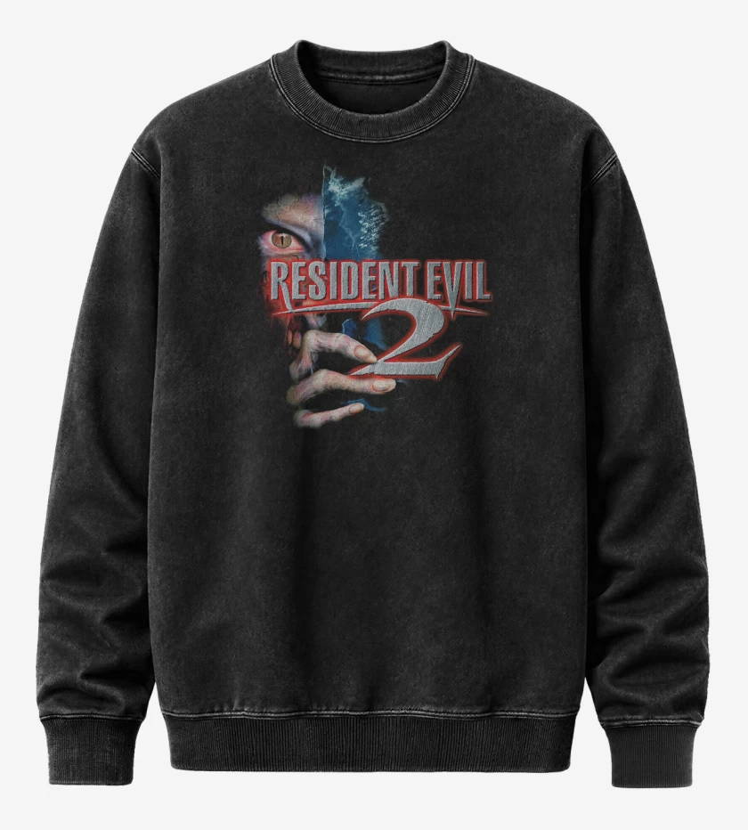 Poleron Polo Acid Wash Negro de Resident Evil 2 PSX