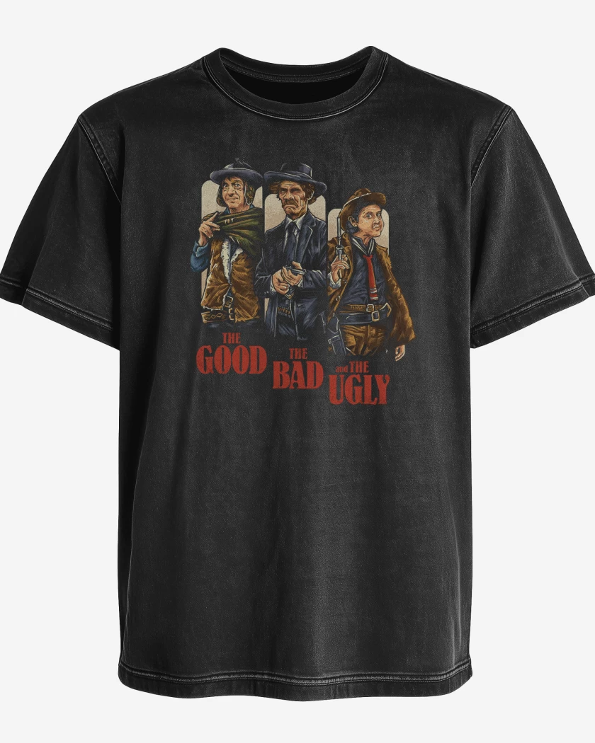 Polera desgastada Negro de Chavo del 8 El Bueno el Malo y el Feo