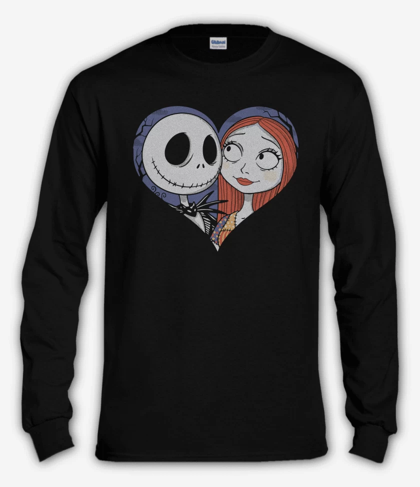 Polera manga larga Negro de Jack Skellington Corazon