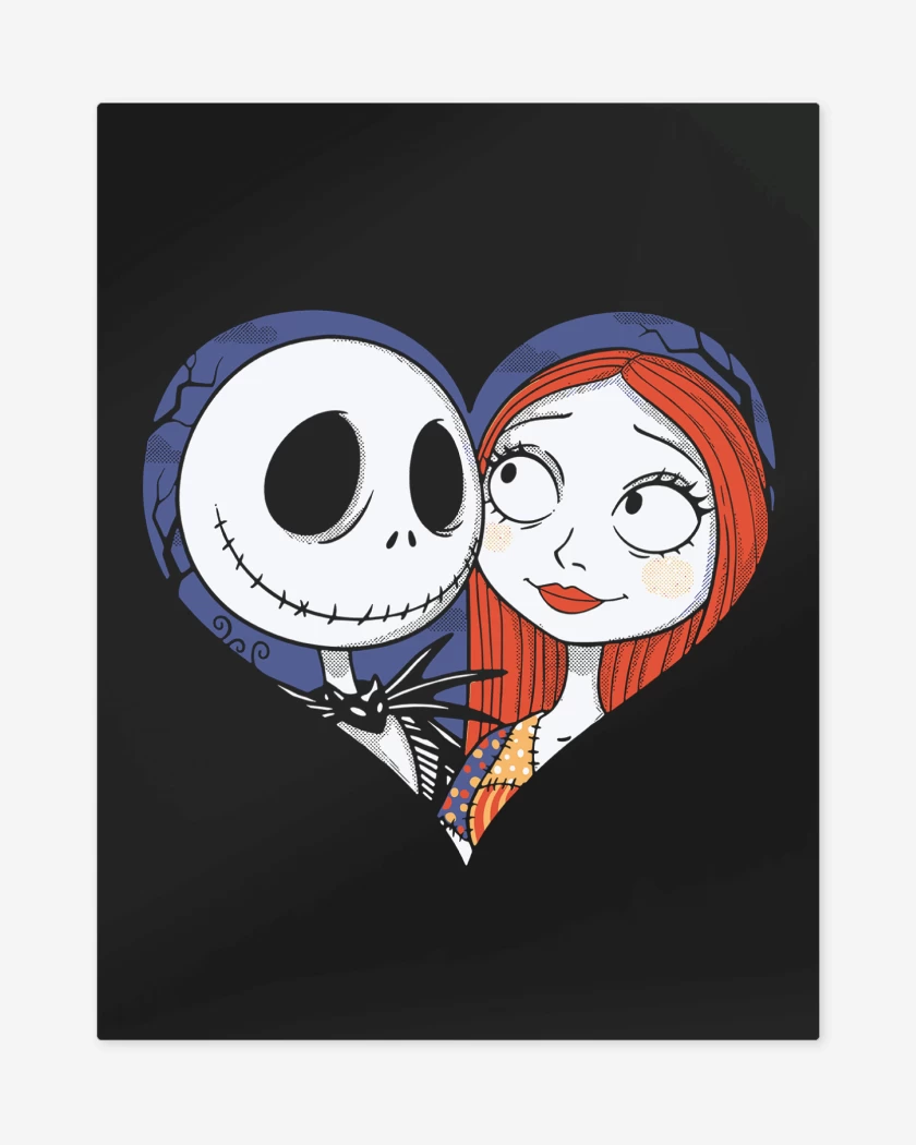 Print metalico Negro de Jack Skellington Corazon