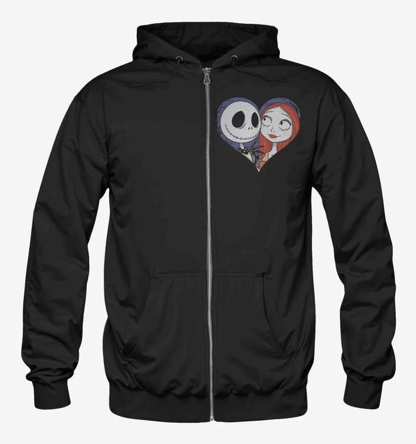 Poleron Canguro con cierre Negro de Jack Skellington Corazon