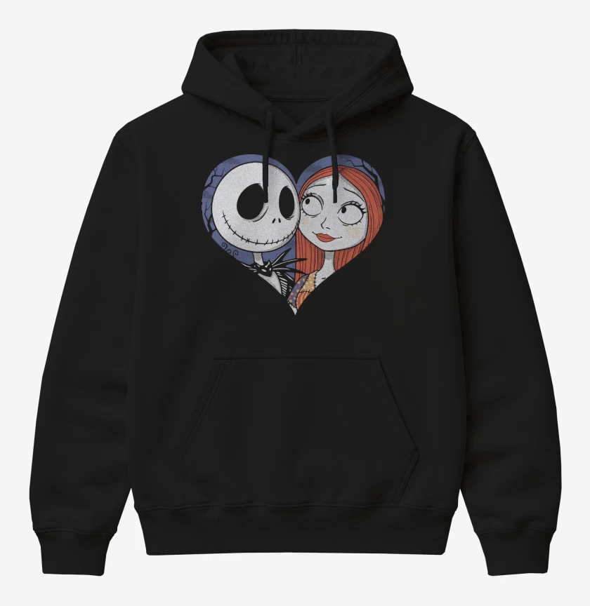 Poleron Canguro básico Negro de Jack Skellington Corazon