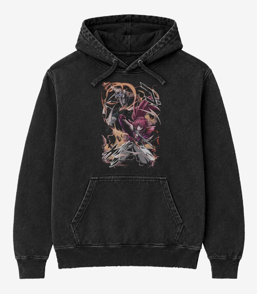 Poleron Canguro Acid Wash Negro de Samurai X Kenshin