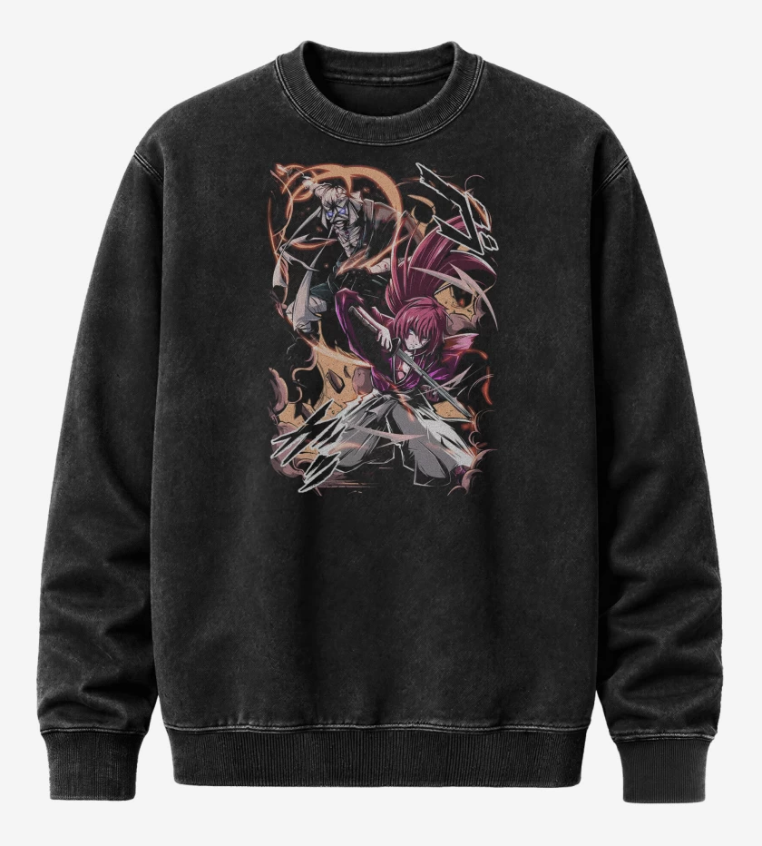 Poleron Polo Acid Wash Negro de Samurai X Kenshin
