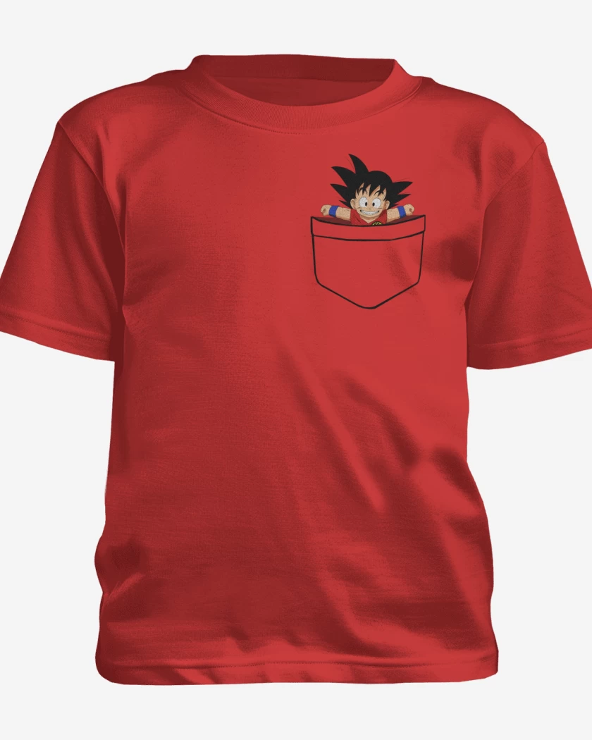Polera de niño Rojo de Goku de bolsillo