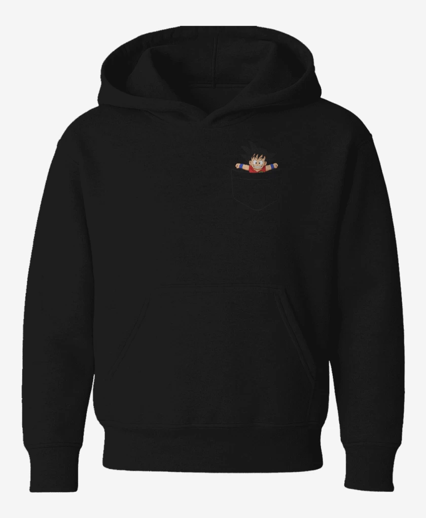 Poleron de niño Negro de Goku de bolsillo