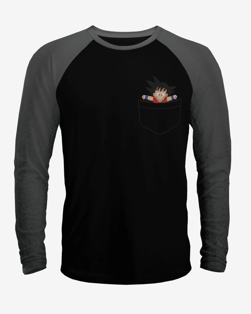 Polera Raglan Goku de bolsillo