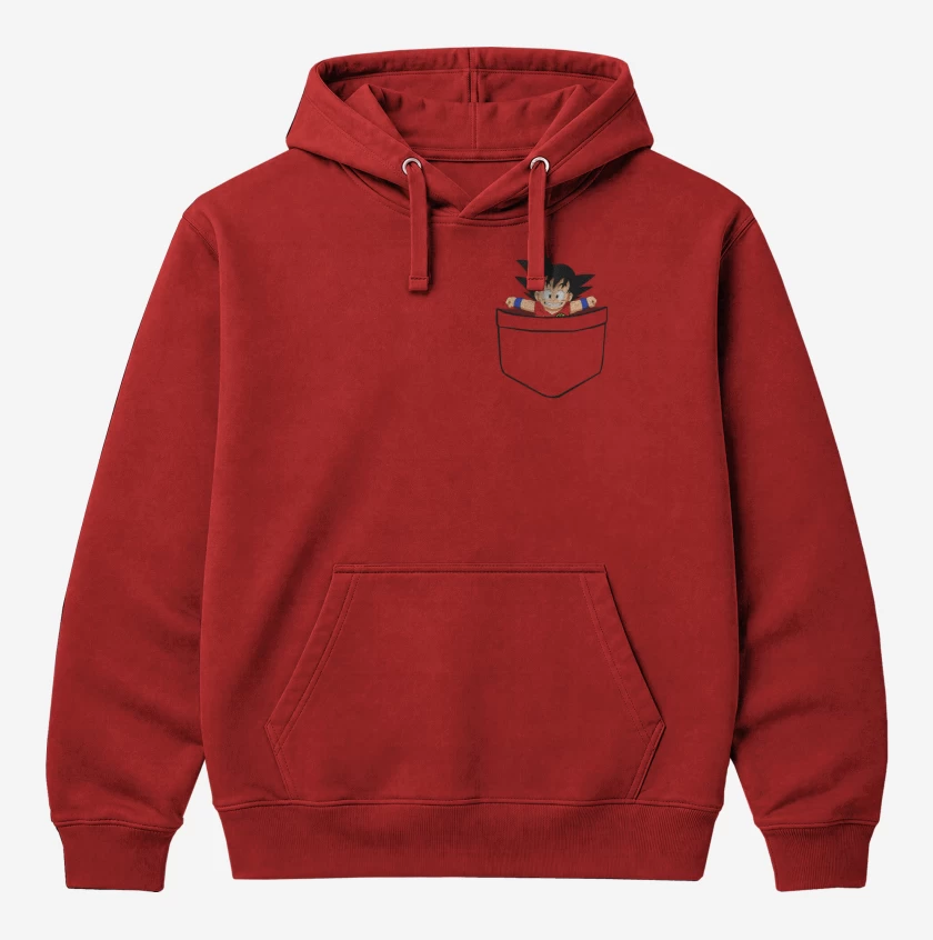Polerón Canguro Rojo de Goku de bolsillo