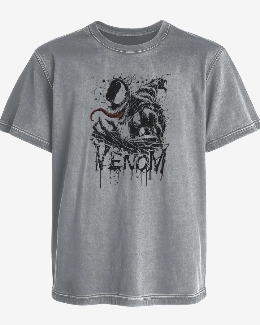 Polera desgastada Gris Melange de Venom I