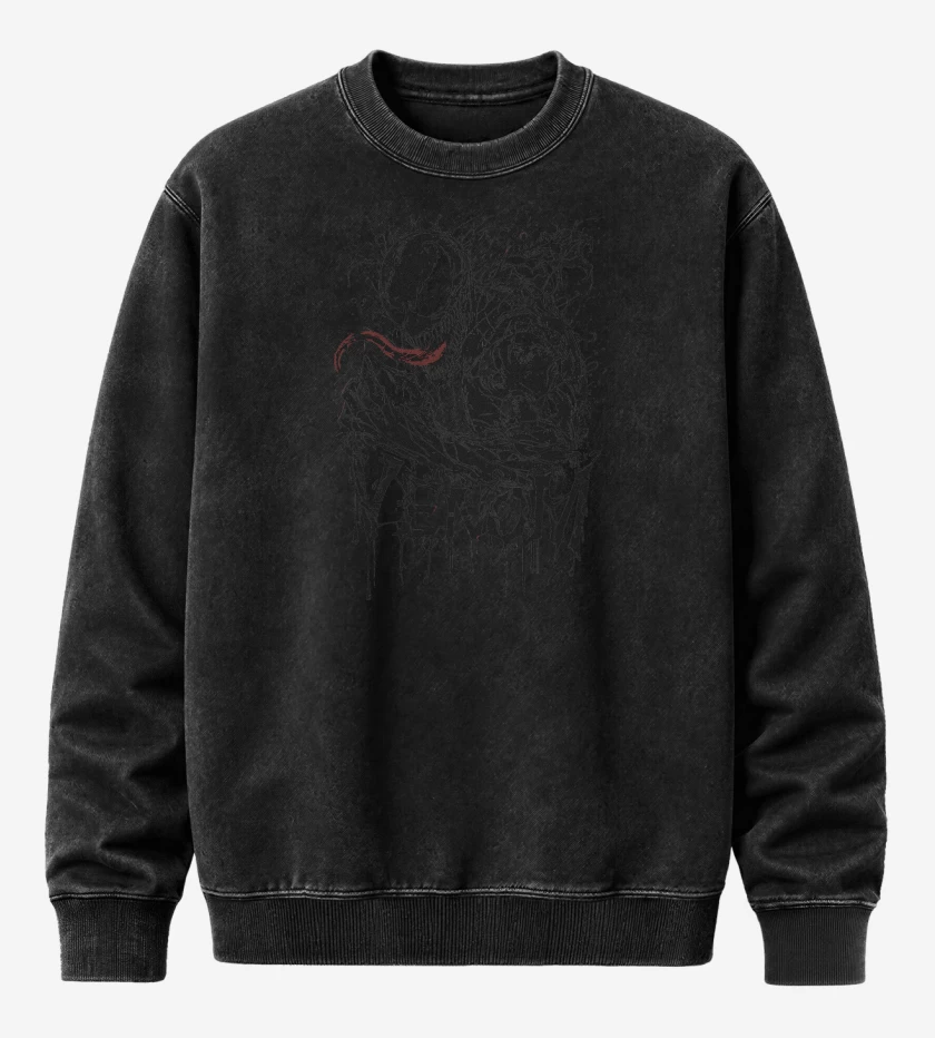 Poleron Polo Acid Wash Negro de Venom I