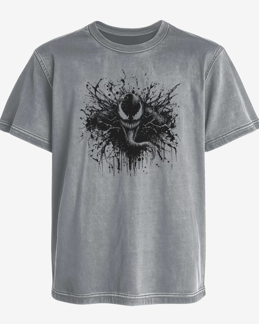 Polera desgastada Gris Melange de Venom II
