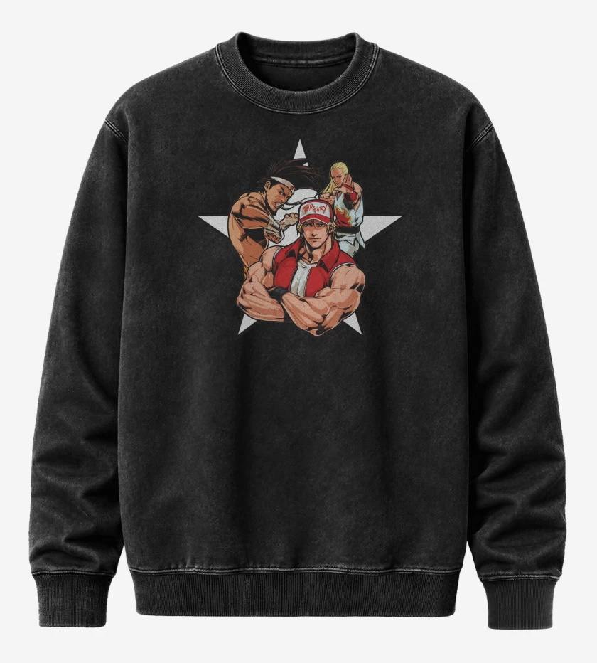 Poleron Polo Acid Wash Negro de Fatal Fury Star