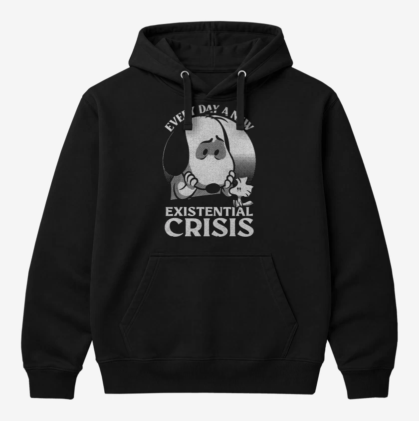 Polerón Canguro Negro de Crisis Existencial