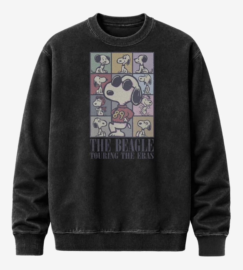 Poleron Polo Acid Wash Negro de Snoopy Eras 