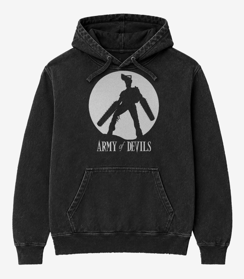 Poleron Canguro Acid Wash Negro de Army of Devils