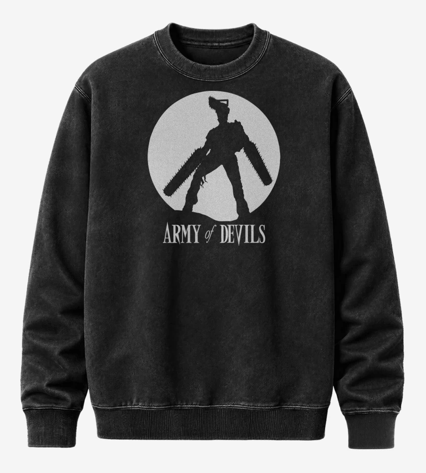 Poleron Polo Acid Wash Negro de Army of Devils