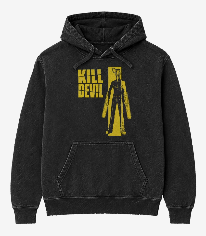 Poleron Canguro Acid Wash Negro de Kill Devil