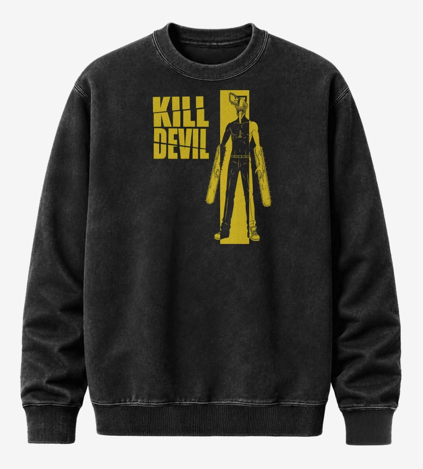 Poleron Polo Acid Wash Negro de Kill Devil