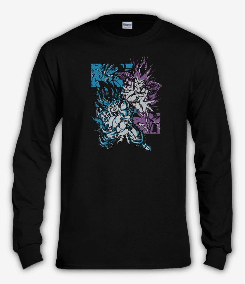 Polera manga larga Negro de Kamehame vs Galick Gun